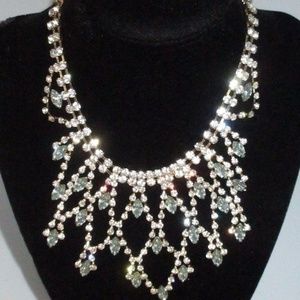 Vlntage Very Light Blue and Crystal Necklace